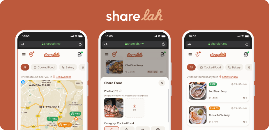 App preview of ShareLah platform